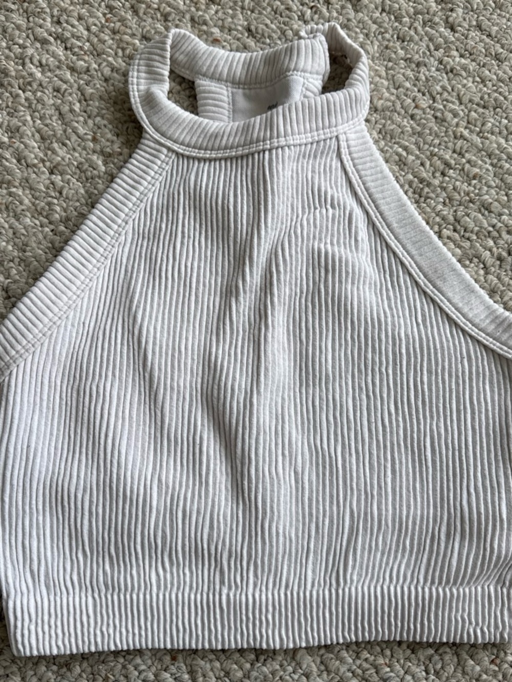 White ribbed crop top with built in bra